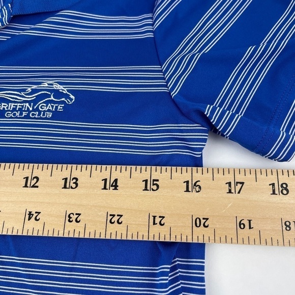 Nike Golf Tour Performance Polo Womens Small Blue Striped Griffen Gate Golf Club - Picture 8 of 8